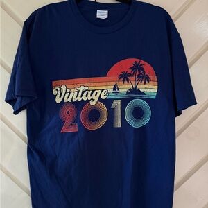 Port Authority Navy Vintage 2010 Sunset Graphic Tee